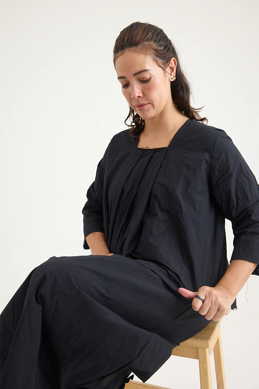 SCHA - Pleated Square Back 3/4 Sleeve Top - Image 2