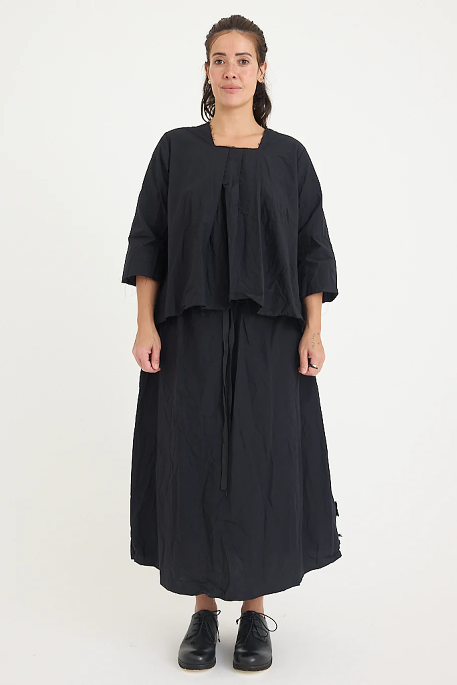 SCHA - Pleated Square Back 3/4 Sleeve Top - Image 3