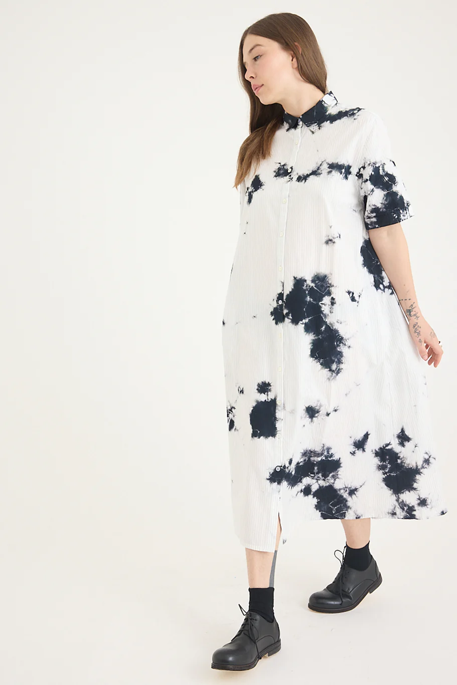 Suzusan - Cotton Pin Stripe Half Sleeve Dress - Image 2
