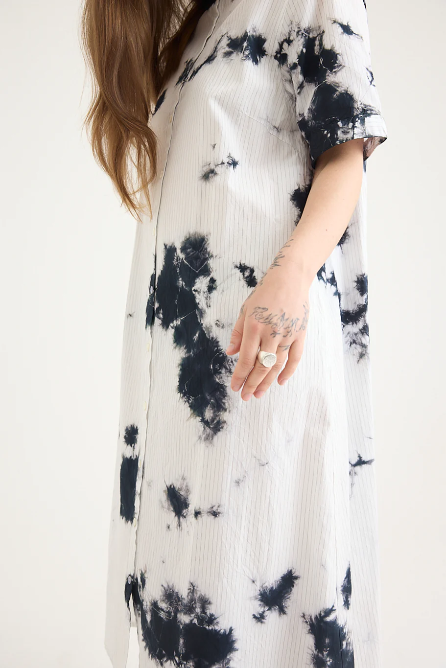 Suzusan - Cotton Pin Stripe Half Sleeve Dress - Image 3