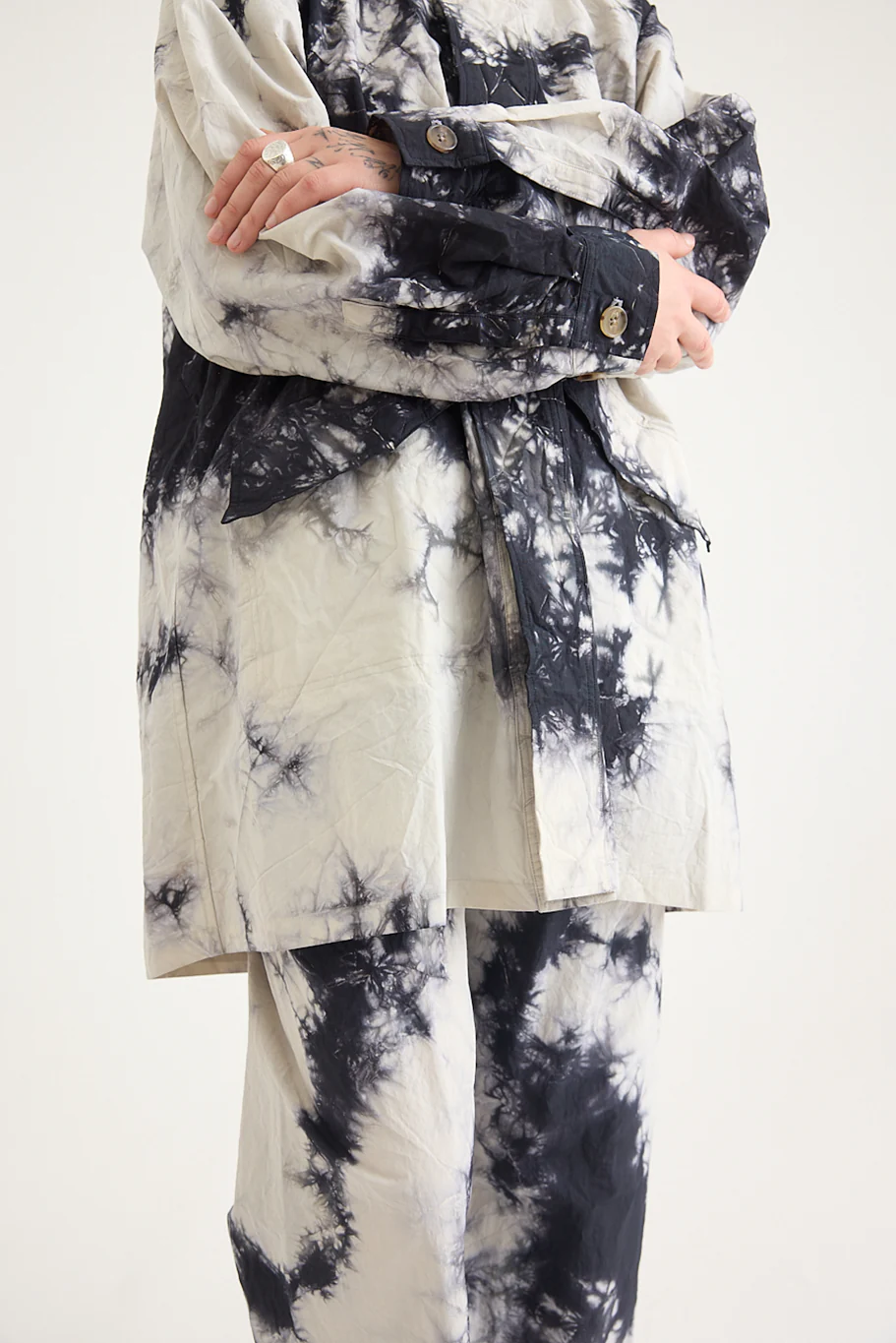 Suzusan - Cotton Nylon Hooded Long Coat - Image 4