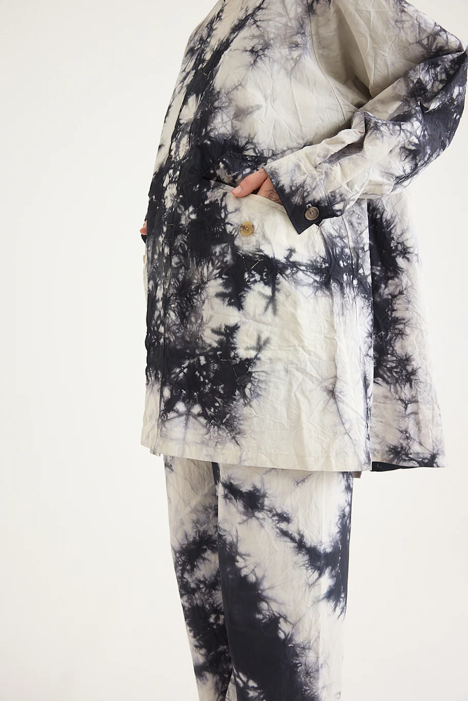 Suzusan - Cotton Nylon Hooded Long Coat - Image 5