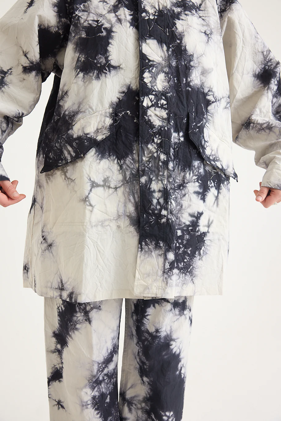Suzusan - Cotton Nylon Hooded Long Coat - Image 6