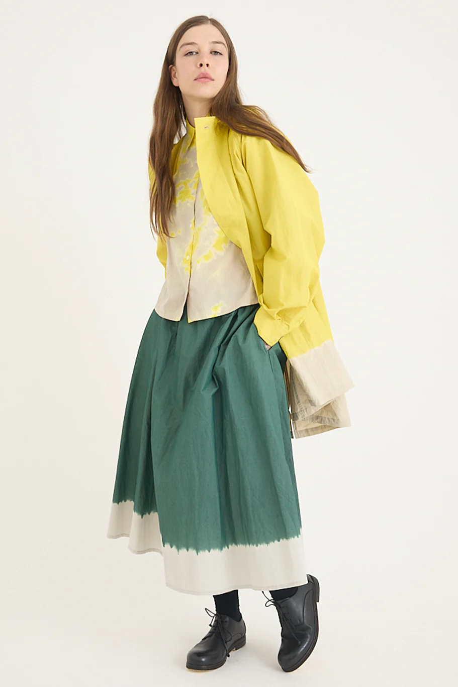 Suzusan - Cotton Nylon Hooded Long Coat - Sun Yellow - Image 3