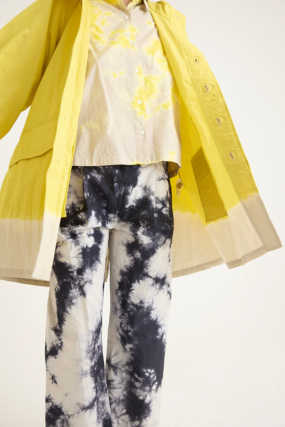 Suzusan - Cotton Nylon Hooded Long Coat - Sun Yellow - Image 6
