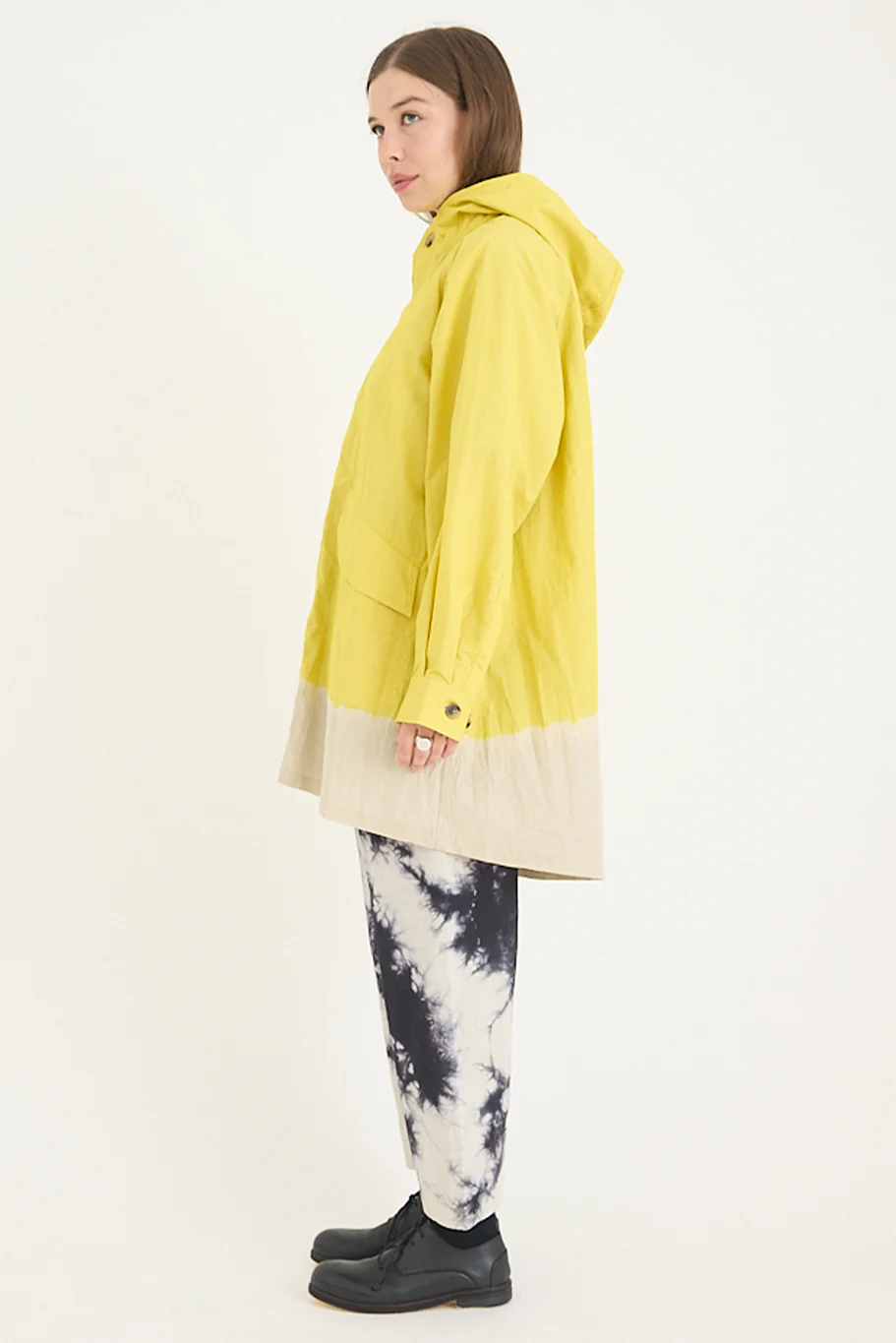 Suzusan - Cotton Nylon Hooded Long Coat - Sun Yellow - Image 8