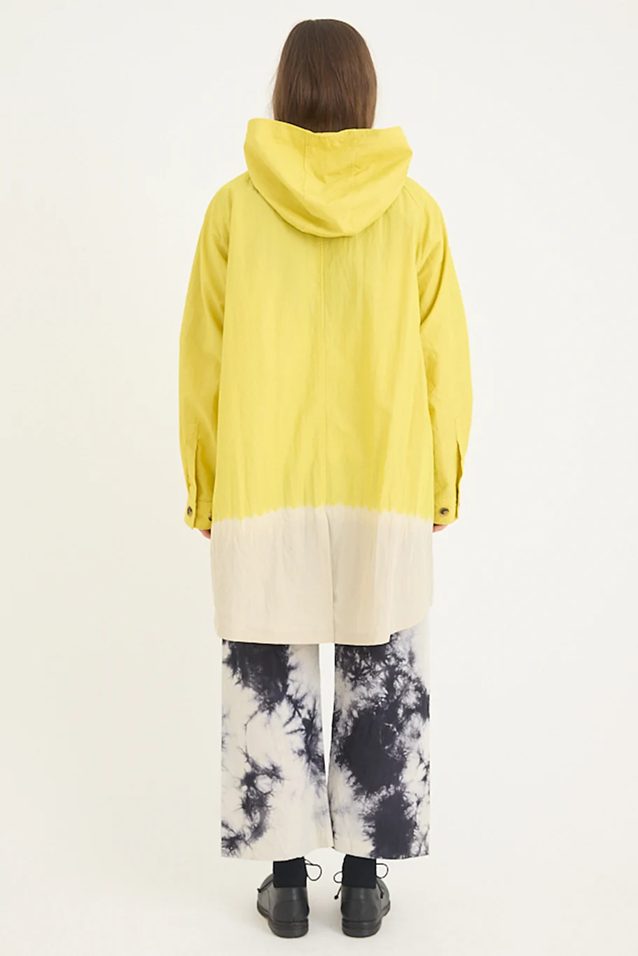 Suzusan - Cotton Nylon Hooded Long Coat - Sun Yellow - Image 9