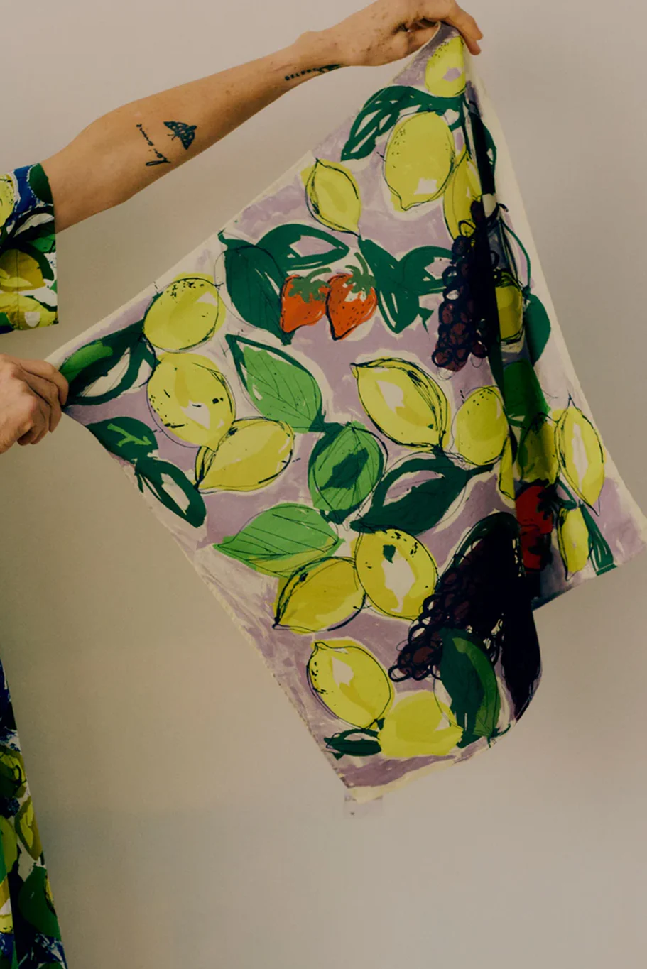 Toast - Sketched Fruit Cotton Silk Bandana