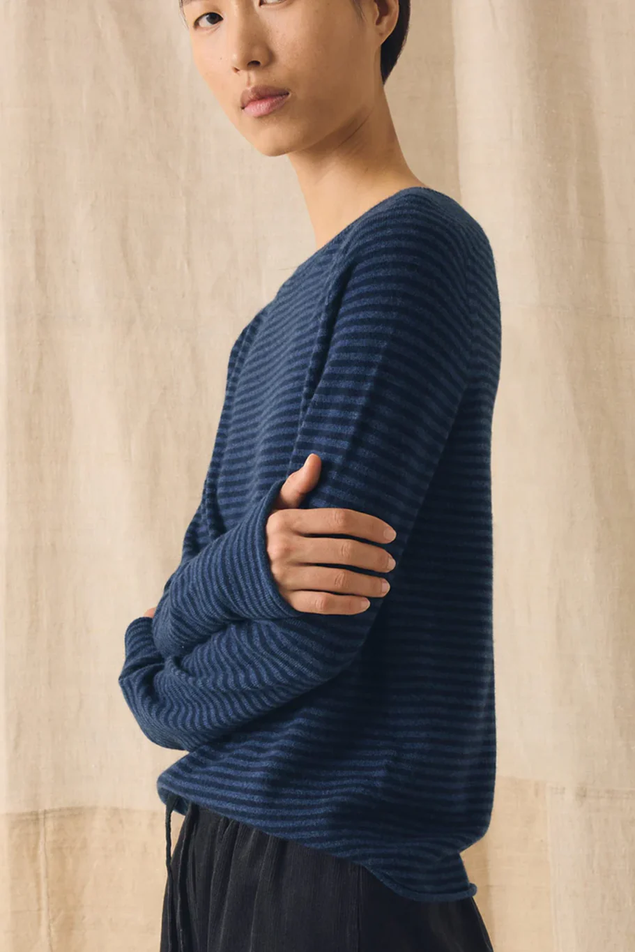 Toast - Stripe Wool Cashmere Neat Sweater - Image 2
