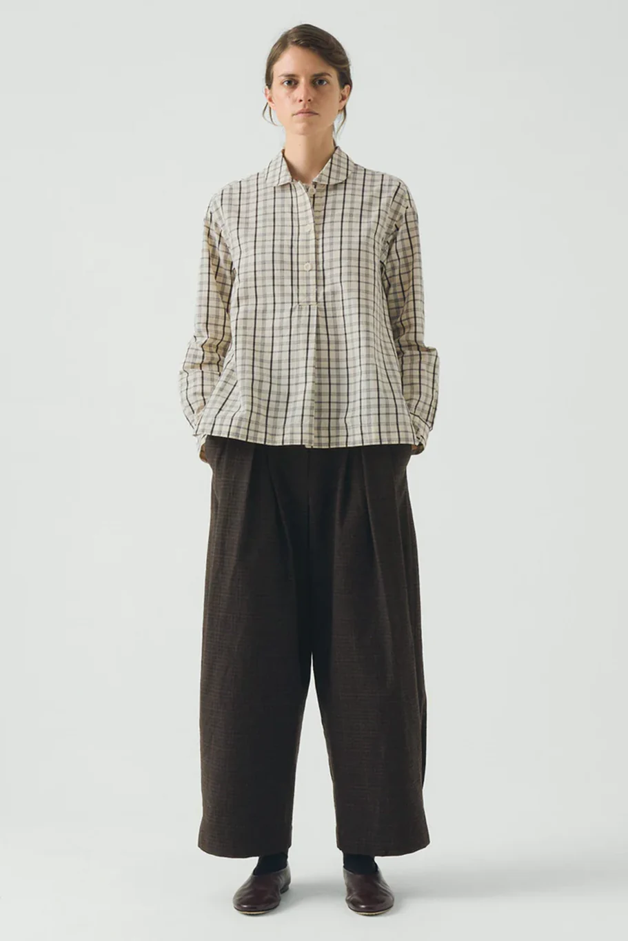 Toast - Half Placket Check Cotton Shirt