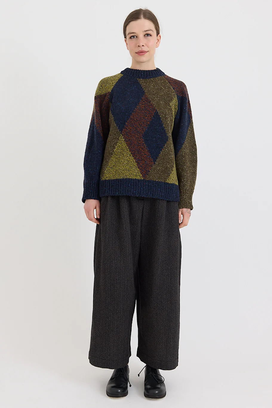 Toast - Marled Argyle Blocked Sweater - Olive Multi - Image 2